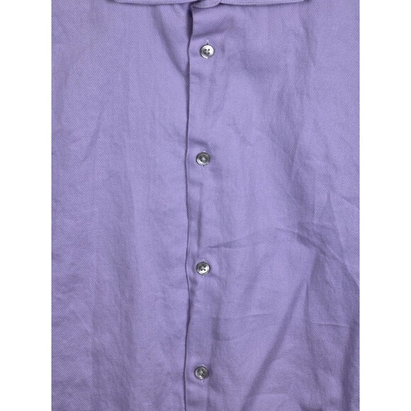 Calvin Klein Mens 17.5 Slim Fit Purple Long Sleeve Button Up Shirt - Picture 2 of 8